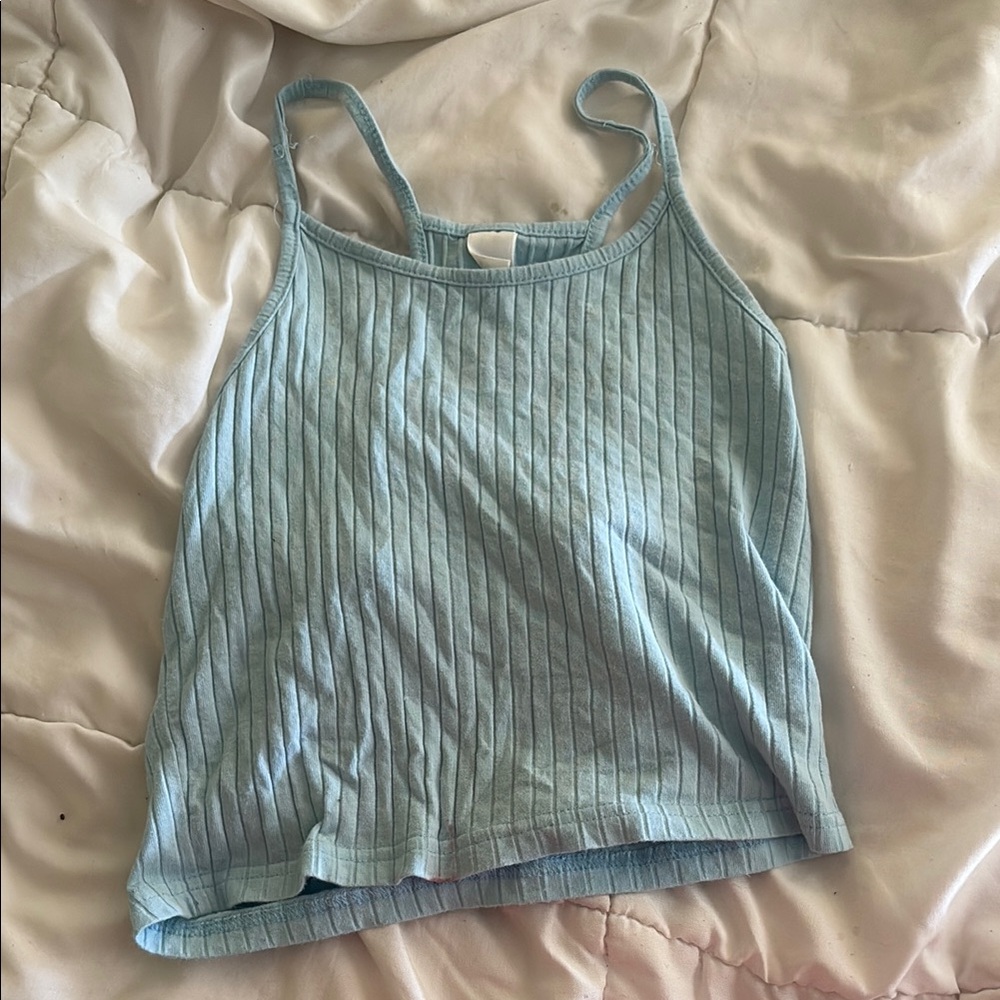Women's Blue Ribbed Tank Top